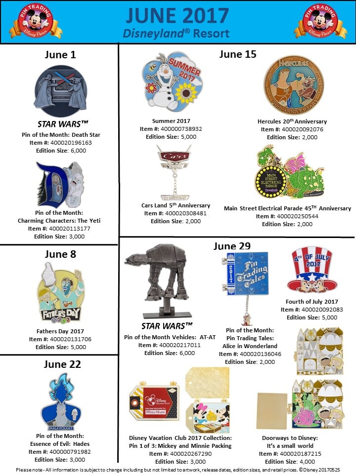 disney pins june 2017