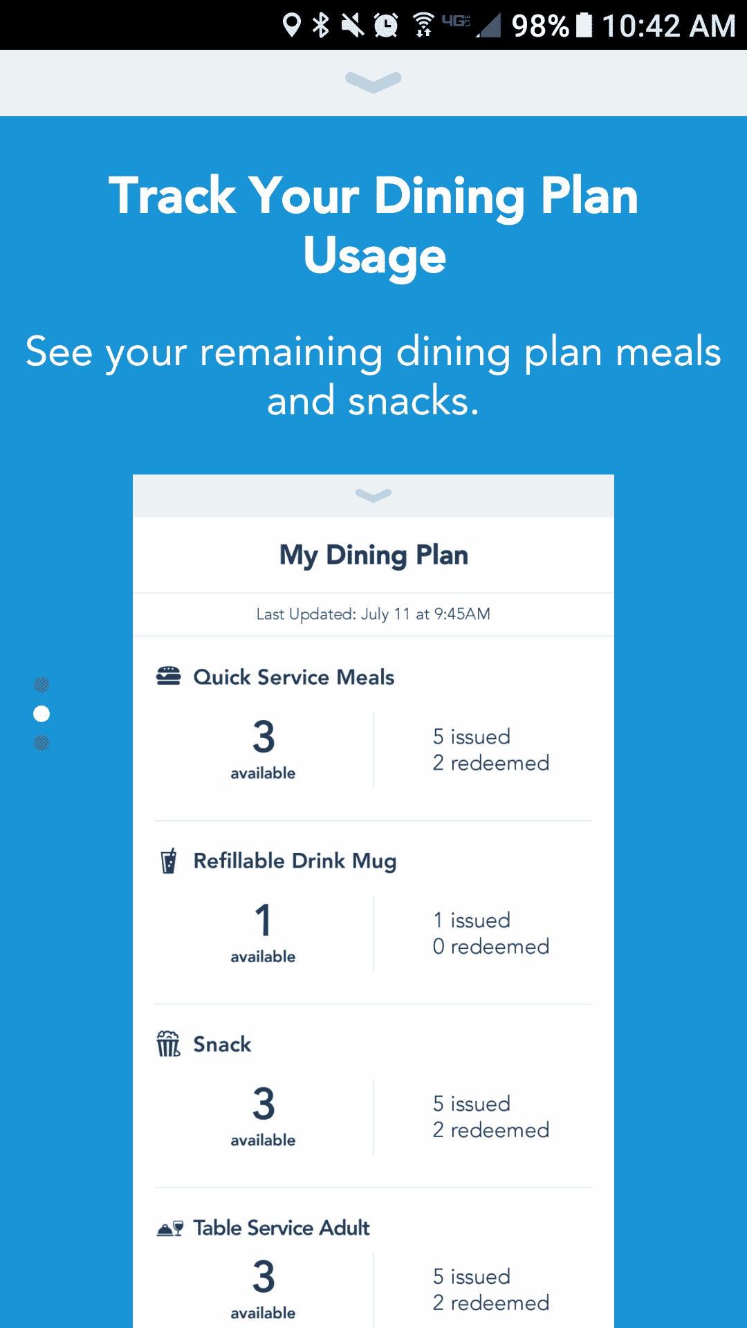 my disney experience app disney dining plan