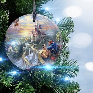 Disney Beauty and the Beast Glass Christmas Ornament