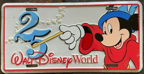 Walt Disney World 25th Anniversary Metal License Plate - 1996