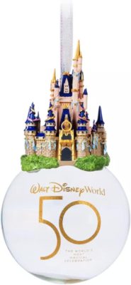 Disney Parks - Cinderella Castle Glass Ball Ornament,Walt Disney World 50th Anniversary