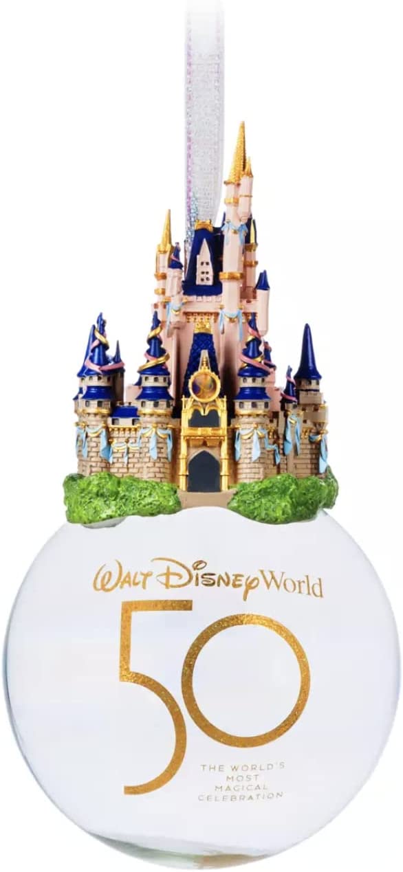 Disney Parks - Cinderella Castle Glass Ball Ornament Walt Disney World 50th Anniversary