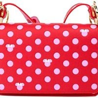 Loungefly Disney Minnie Mouse Pink Polka Dot Bow Strap Crossbody Purse Handbag