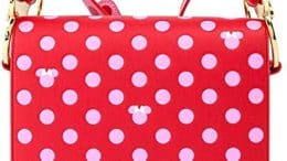 Loungefly Disney Minnie Mouse Pink Polka Dot Bow Strap Crossbody Purse Handbag