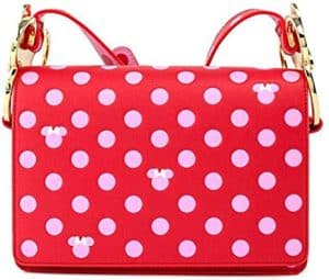Loungefly Disney Minnie Mouse Pink Polka Dot Bow Strap Crossbody Purse Handbag