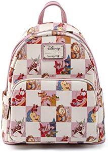 Loungefly Disney Princess Sidekicks Rose Checkered AOP Womens Double Strap Shoulder Bag Purse