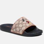 Disney X Coach Sport Slide In Signature Textile Jacquard With Mickey Mouse Embroidery
