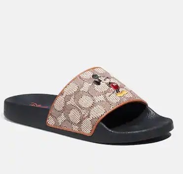 Disney X Coach Sport Slide In Signature Textile Jacquard With Mickey Mouse Embroidery