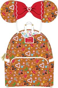 Loungefly Disney Christmas Gingerbread AOP Womens Double Strap Shoulder Bag Purse with Ears Headband