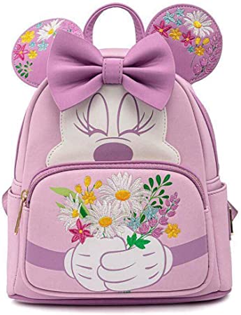 Loungefly Disney Minnie Mouse Holding Flowers Womens Double Strap Shoulder Bag Purse