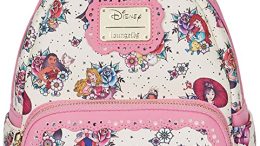 Loungefly Disney Princess Tattoo All Over Print Womens Double Strap Shoulder Bag Purse