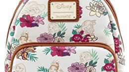 Loungefly Disney Princesses Floral Print Faux Leather Womens Double Strap Shoulder Bag Purse