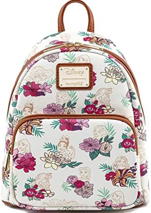 Loungefly Disney Princesses Floral Print Faux Leather Womens Double Strap Shoulder Bag Purse
