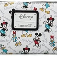 Loungefly Disney Wallet Mickey Minnie Mouse Daisy Donald Duck Zip Clutch White