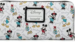 Loungefly Disney Wallet Mickey Minnie Mouse Daisy Donald Duck Zip Clutch White