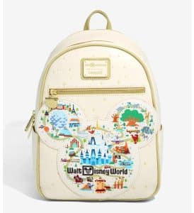 Loungefly Disney Walt Disney World 50th Anniversary Mickey Mouse Map & Attractions Mini Backpack