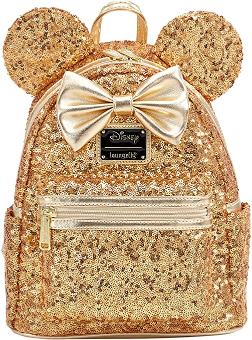 Loungefly X LASR Exclusive Disney Yellow Gold Sequin Minnie Mini Backpack