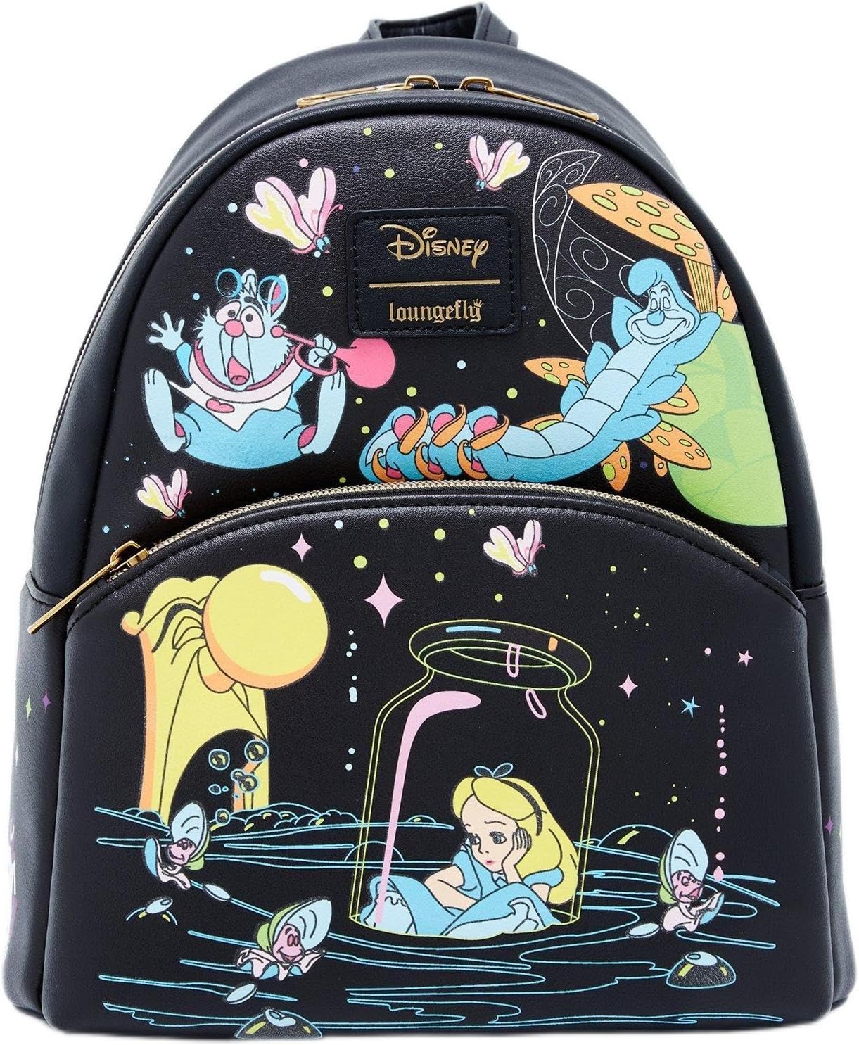 Alice In Wonderland Glow-In-The-Dark Characters Loungefly Mini Backpack