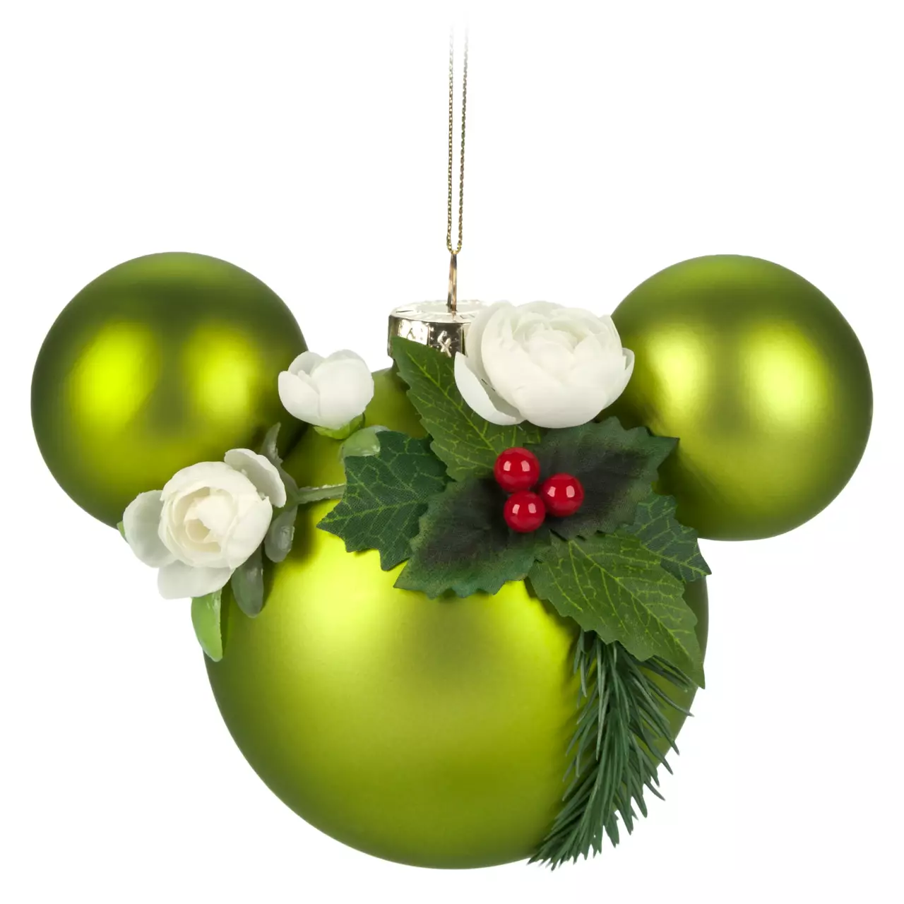 Mickey Mouse Icon Floral Glass Ball Christmas Ornament