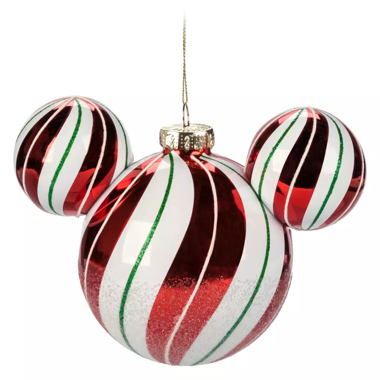 Mickey Mouse Icon Glass Ball Peppermint Christmas Ornament