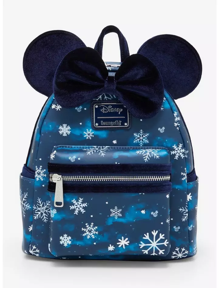 Loungefly Disney Snowflake Minnie Mouse Ears Mini Backpack Loungefly Disney Snowflake Minnie Mouse Ears Mini Backpack