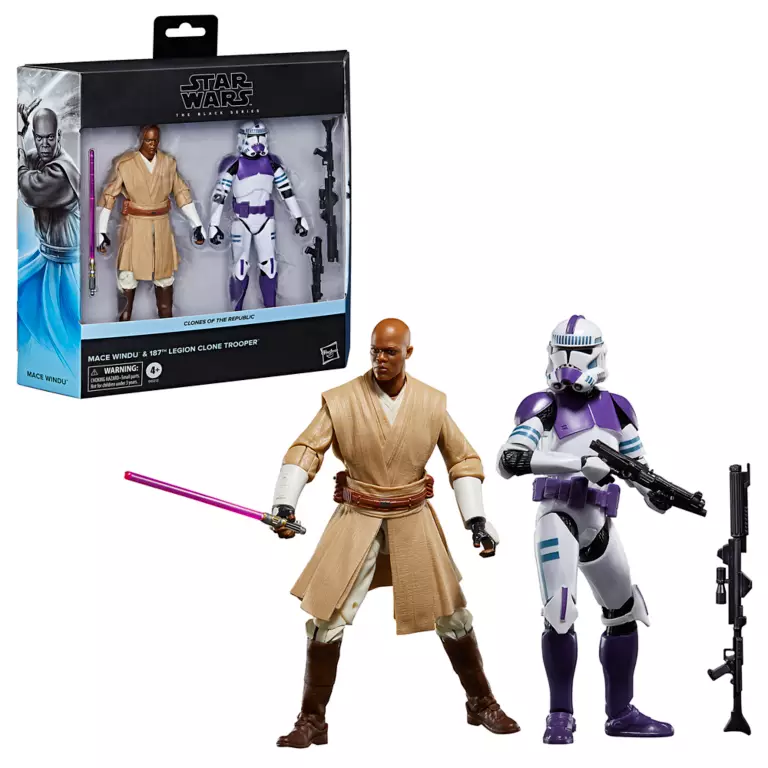 Mace Windu & 187th Legion Clone Trooper Action Figure Set